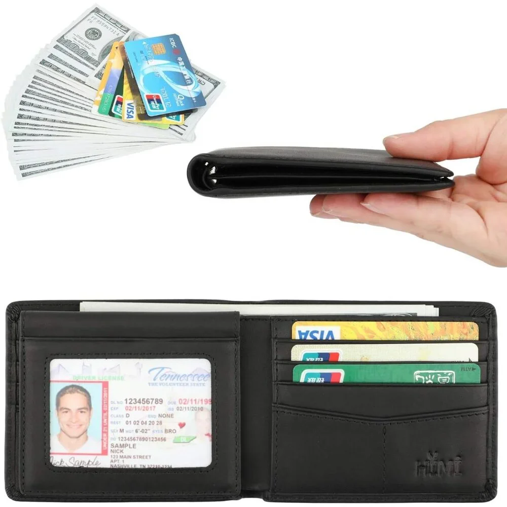 Men-Genuine Leather RFID Blocking Bifold Stylish Wallet With 2 ID Window